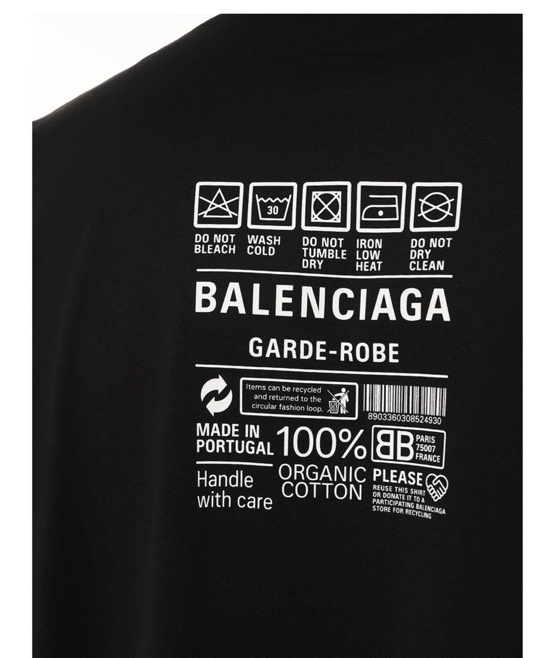 BALENCIAGA Черная хлопковая футболка, фото 4