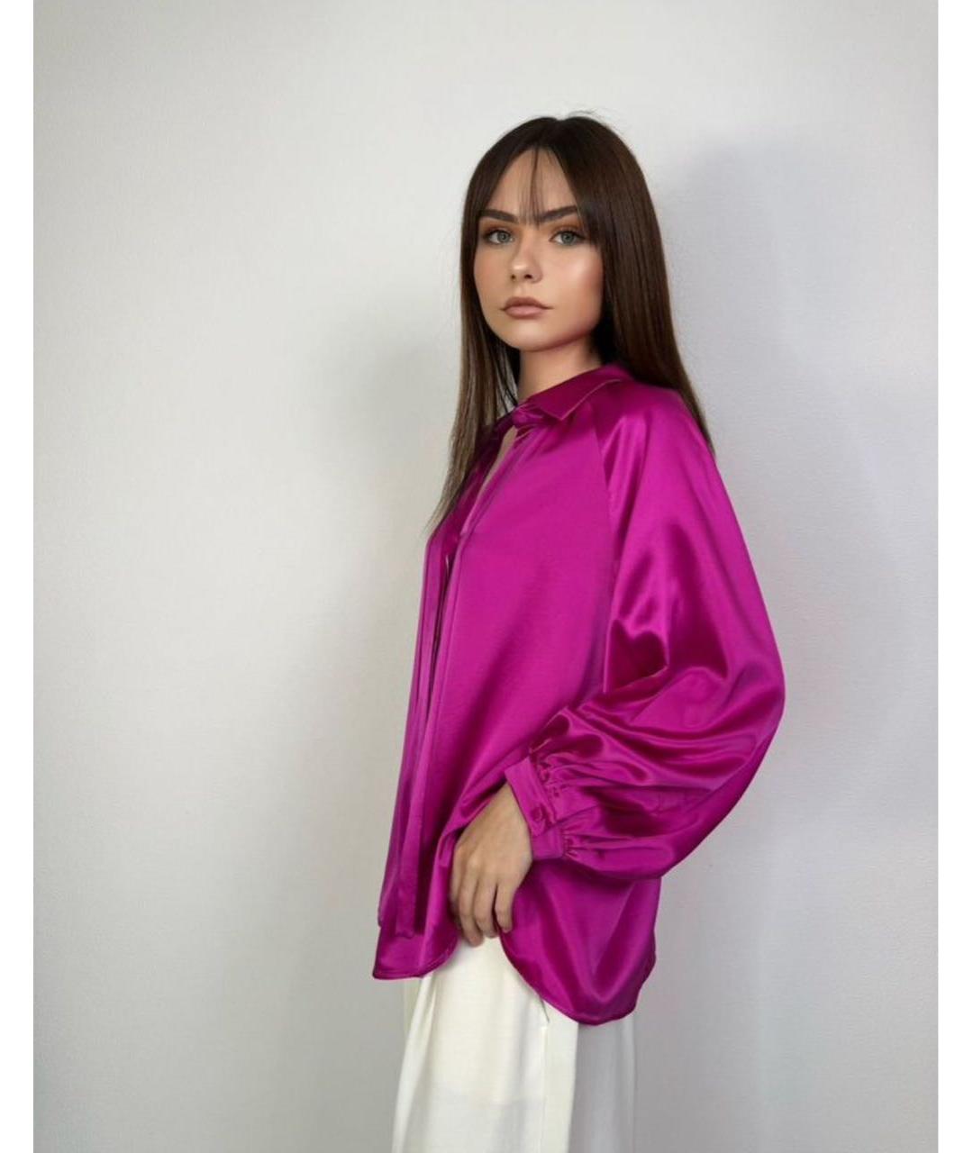 MAX MARA Розовая шелковая блузы, фото 6