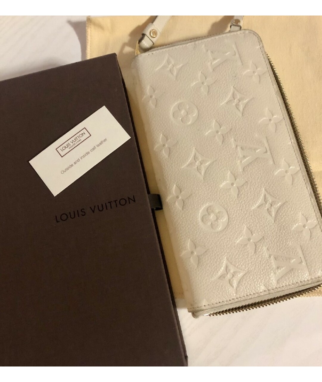 LOUIS VUITTON PRE-OWNED Бежевый кожаный кошелек, фото 7