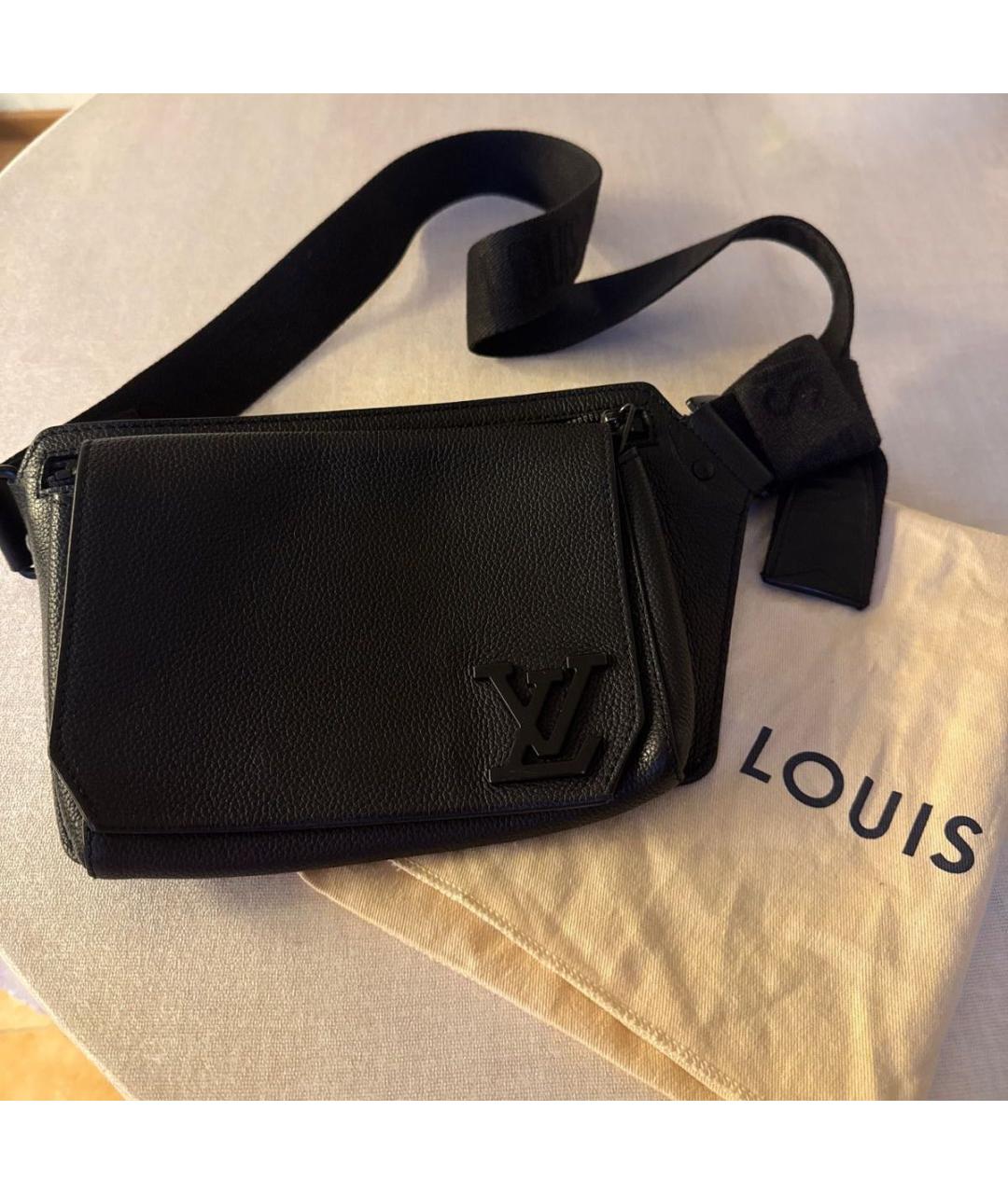 LOUIS VUITTON Черная кожаная поясная сумка, фото 2