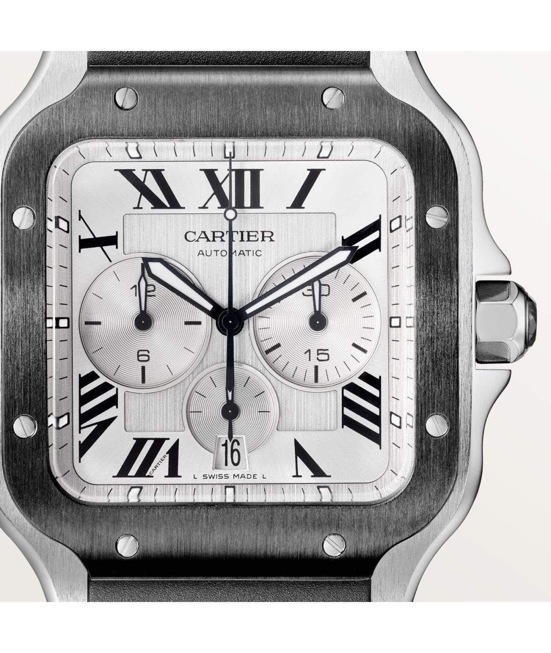 CARTIER Черные стальные часы, фото 4