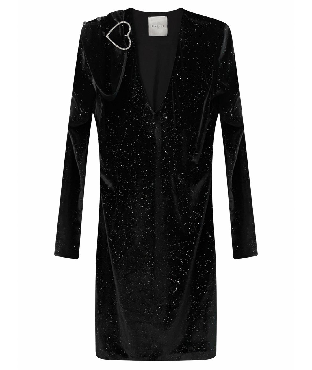 GAELLE BONHEUR Черное бархатное повседневное платье, фото 1