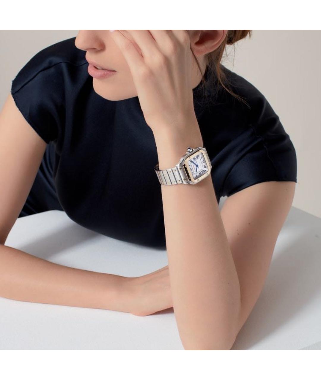 CARTIER Белые часы из желтого золота, фото 5