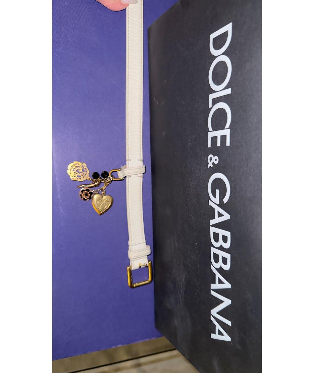 DOLCE&GABBANA Белый кожаный ремень, фото 2