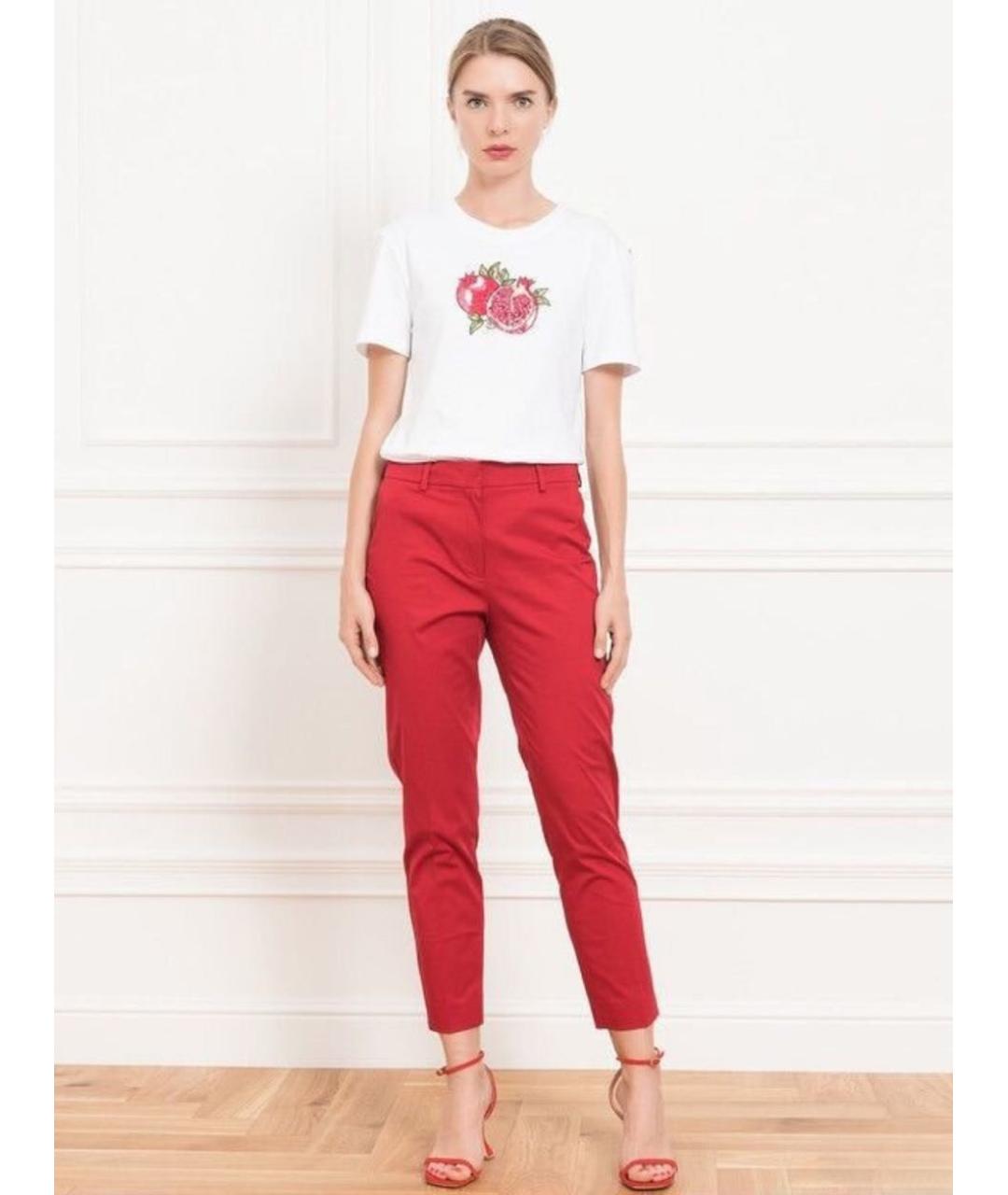 WEEKEND MAX MARA Красные хлопковые прямые брюки, фото 5