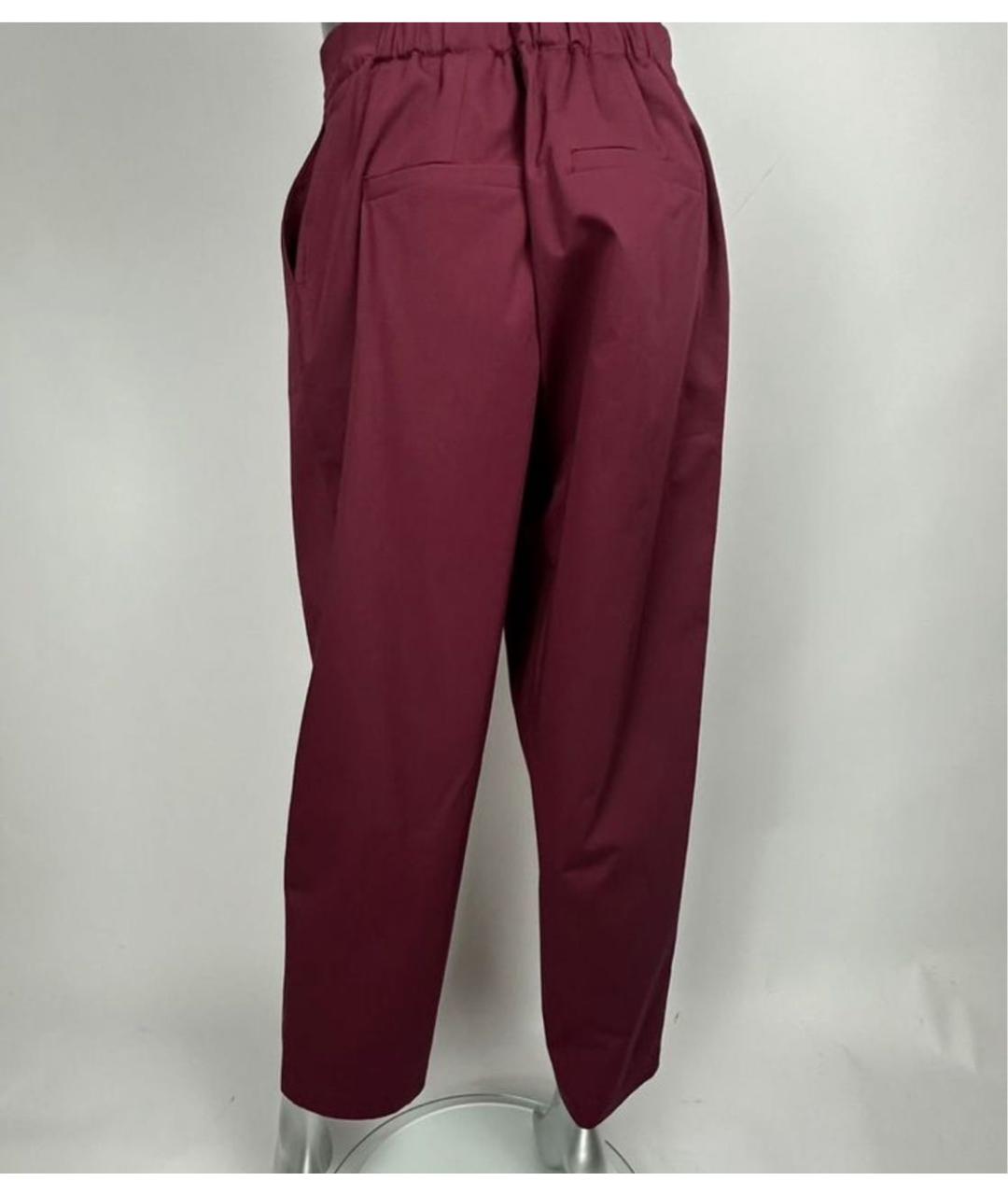 MAX MARA Бордовые хлопковые прямые брюки, фото 2