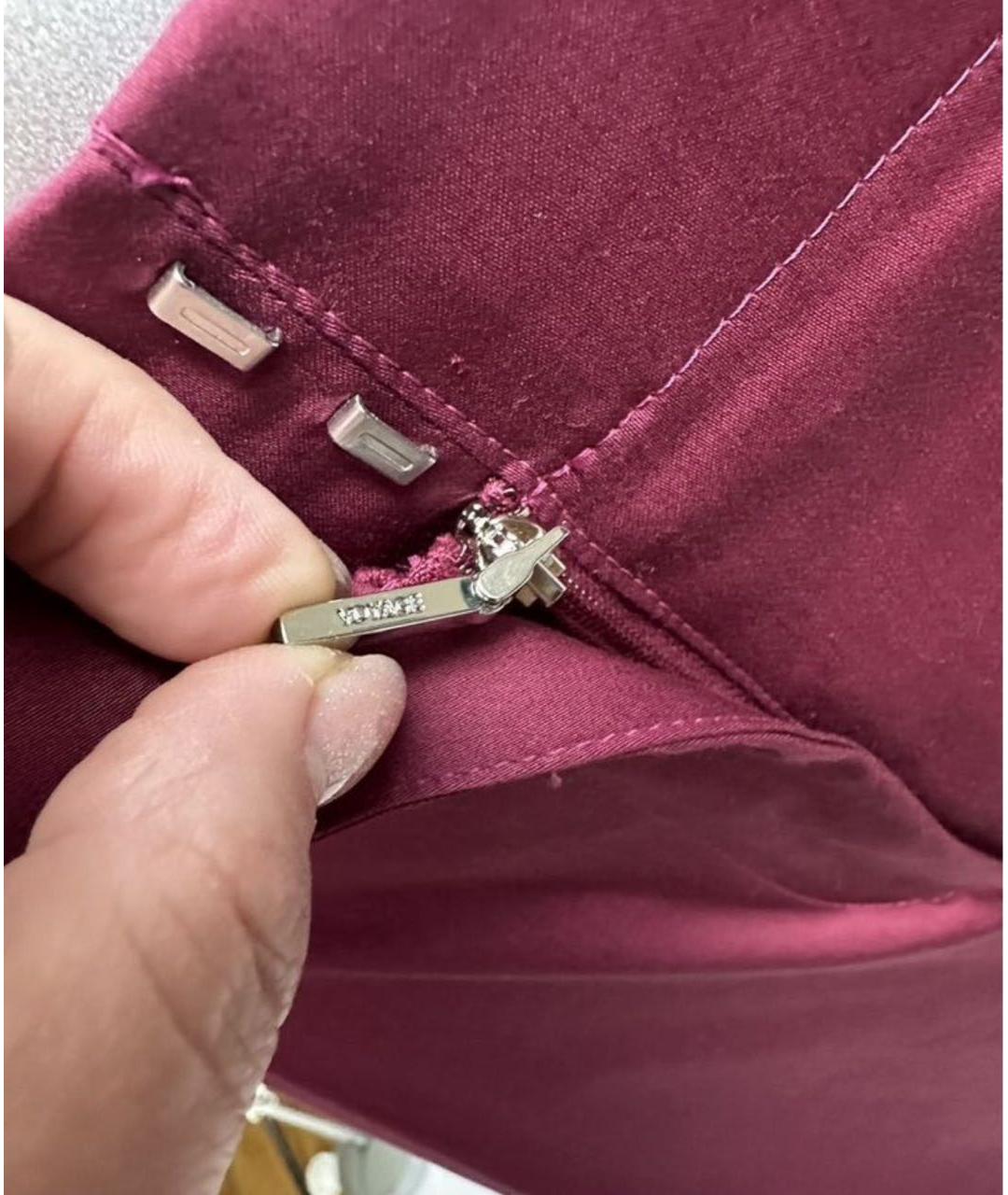 MAX MARA Бордовые хлопковые прямые брюки, фото 5