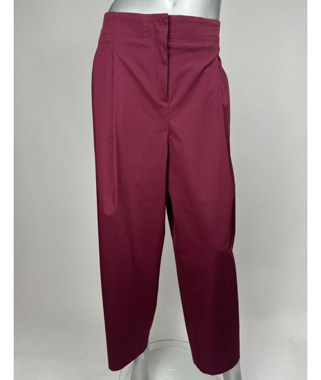 MAX MARA Бордовые хлопковые прямые брюки, фото 7