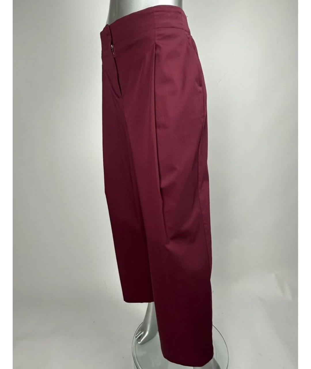 MAX MARA Бордовые хлопковые прямые брюки, фото 6
