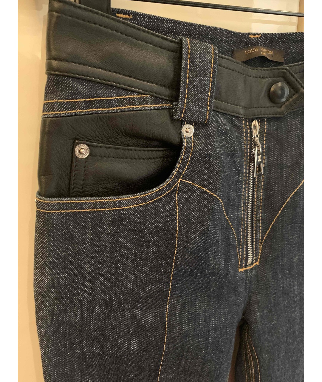 LOUIS VUITTON PRE-OWNED Темно-синие хлопковые джинсы клеш, фото 4