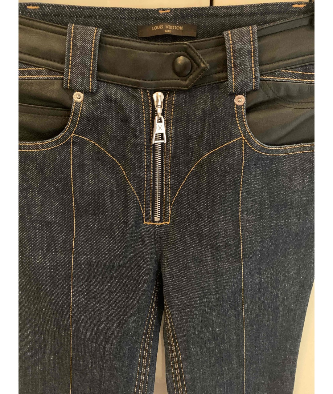 LOUIS VUITTON PRE-OWNED Темно-синие хлопковые джинсы клеш, фото 3