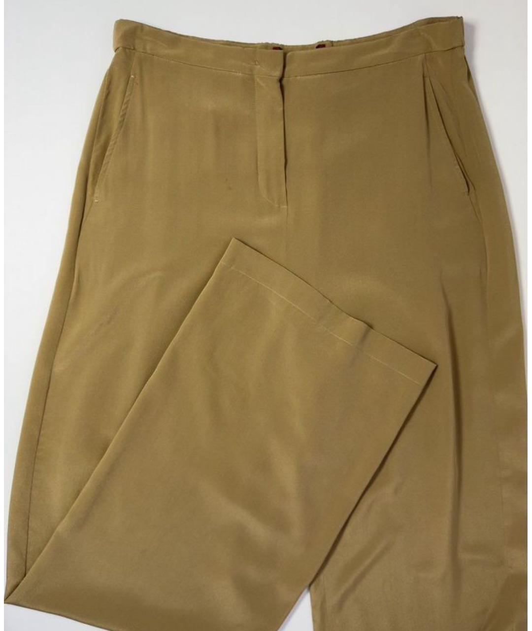 MAX MARA Бежевые шелковые прямые брюки, фото 5