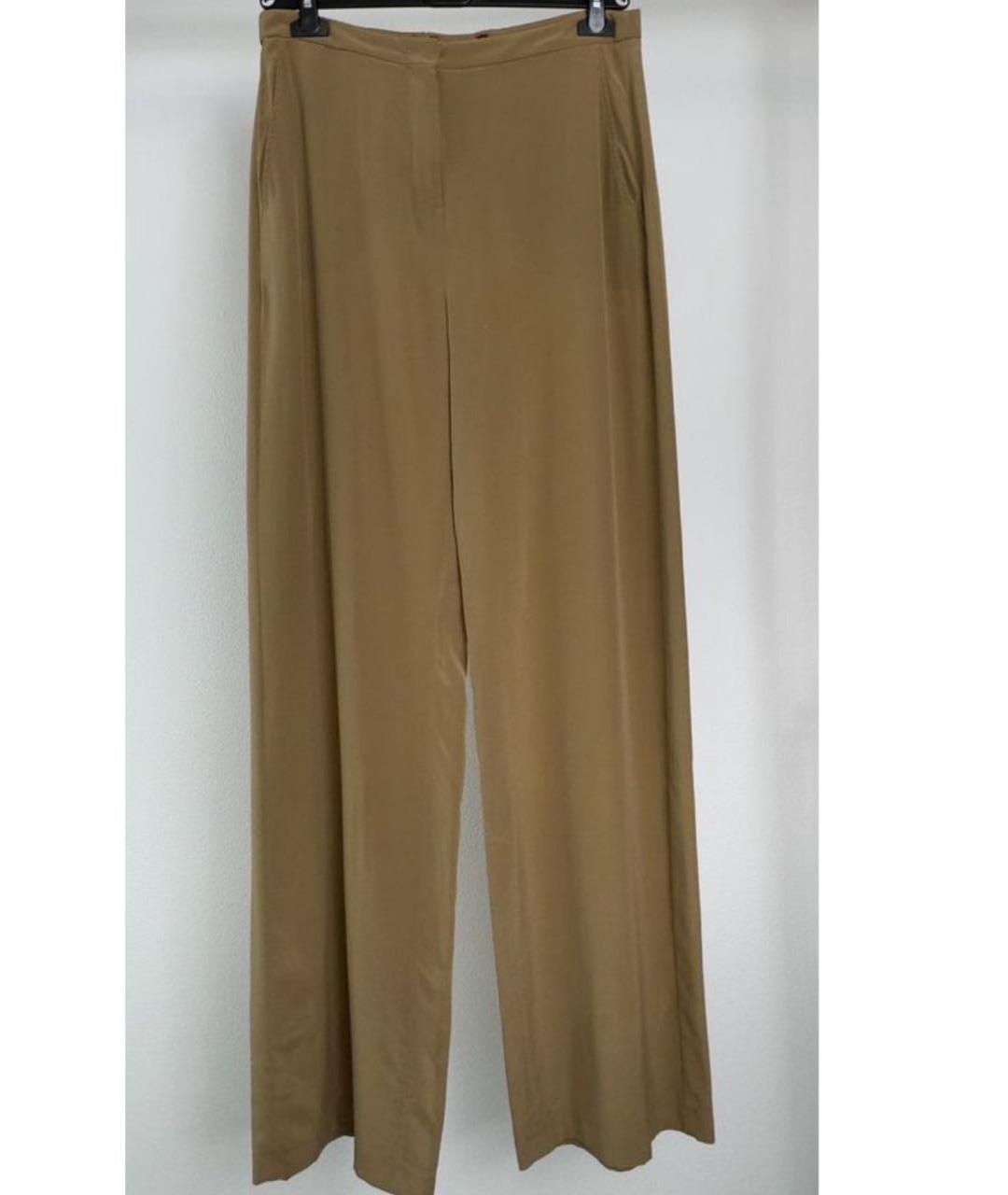 MAX MARA Бежевые шелковые прямые брюки, фото 8