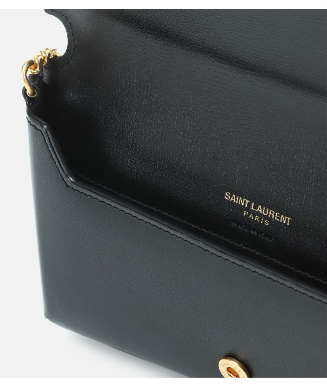 SAINT LAURENT Черная кожаная сумка через плечо, фото 3