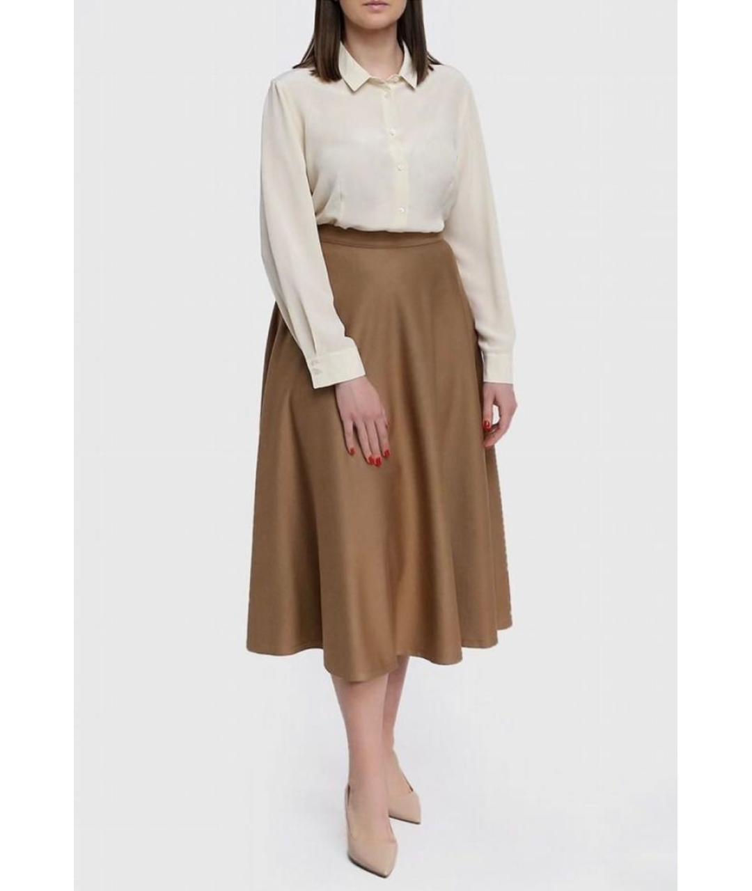 MAX MARA Бежевая вискозная юбка миди, фото 5