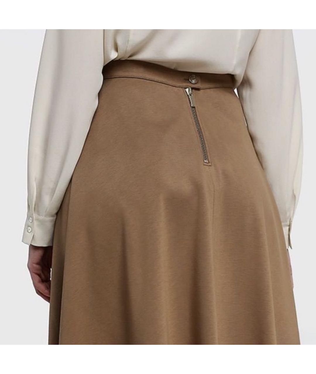 MAX MARA Бежевая вискозная юбка миди, фото 2