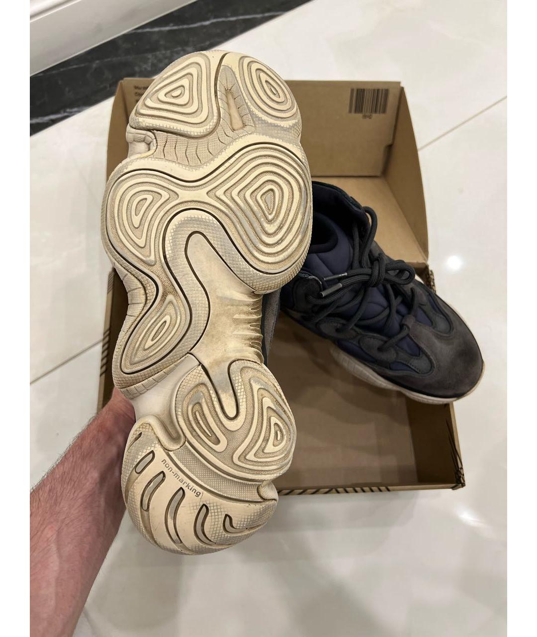 ADIDAS YEEZY Темно-синие замшевые высокие кроссовки / кеды, фото 4