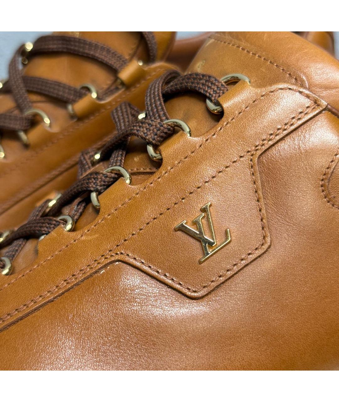 LOUIS VUITTON Коричневые кожаные низкие кроссовки / кеды, фото 6