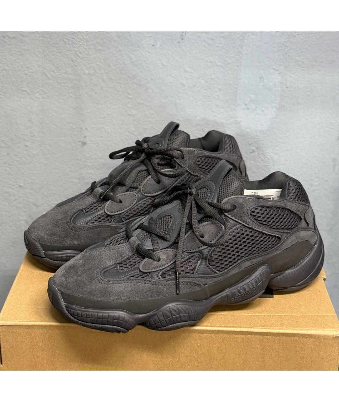 ADIDAS YEEZY Антрацитовые замшевые низкие кроссовки / кеды, фото 2