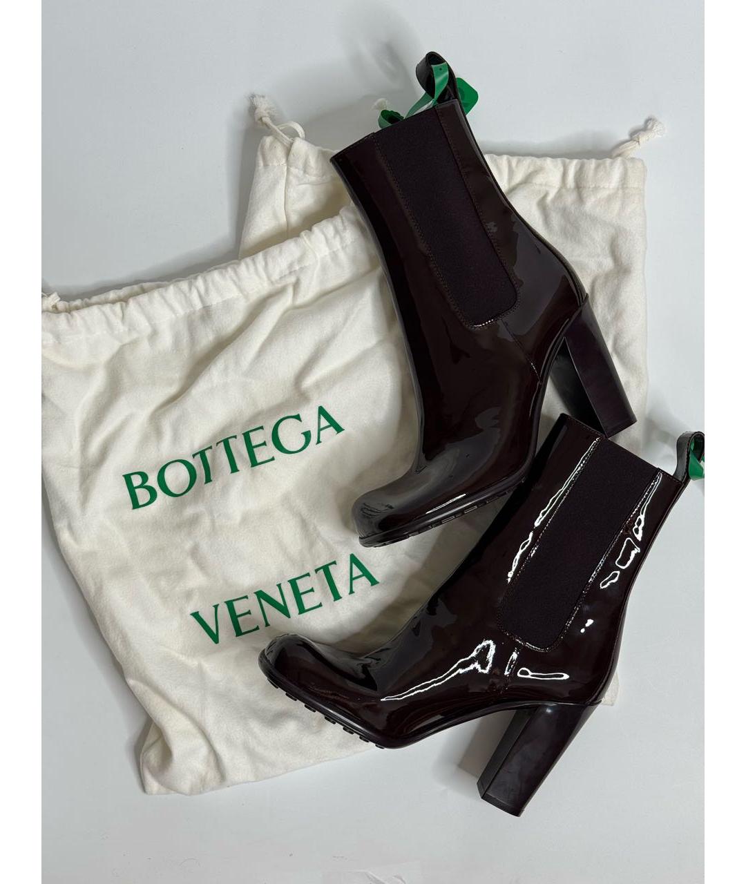 BOTTEGA VENETA Коричневые ботильоны из лакированной кожи, фото 6