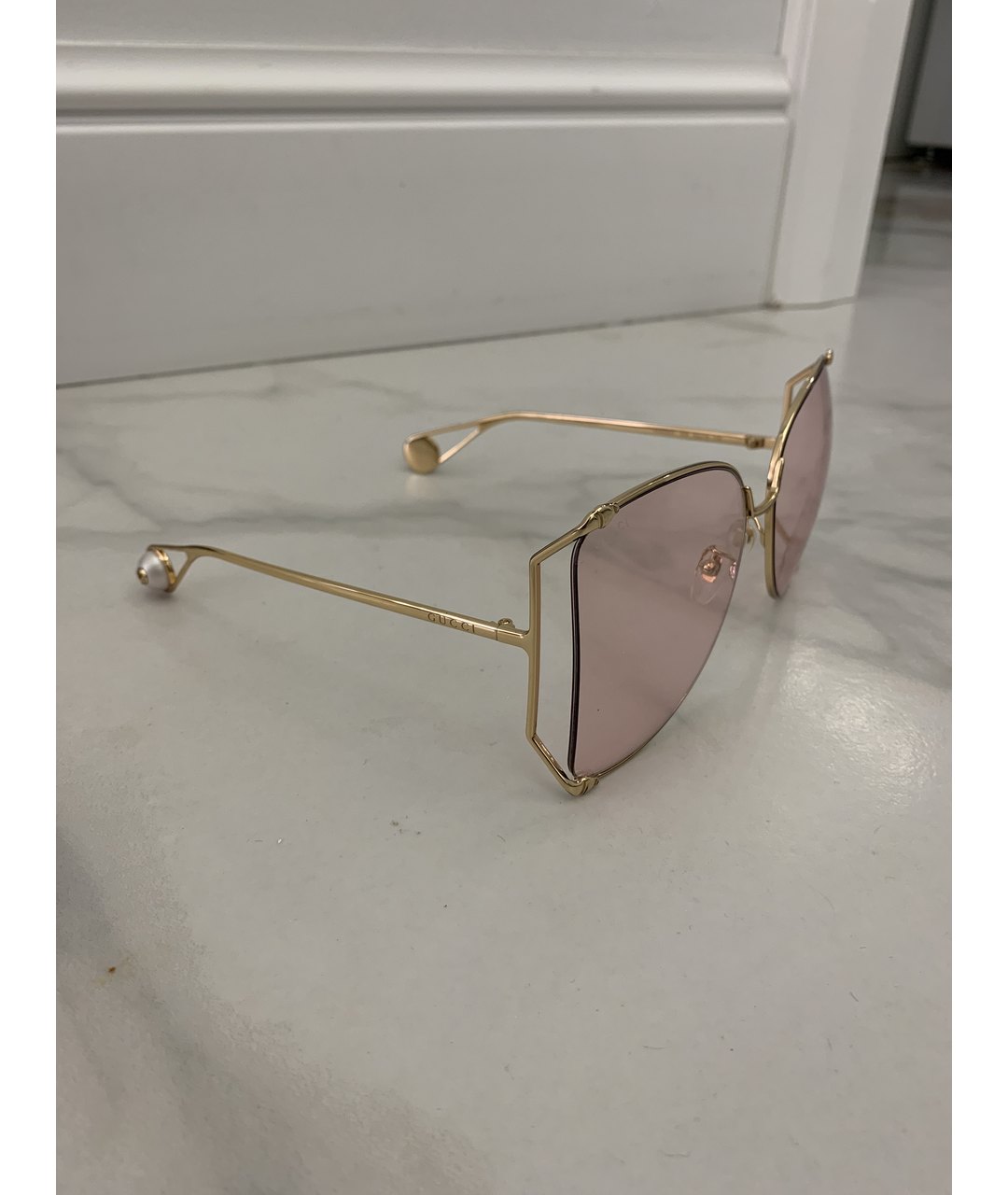 GUCCI Розовые металлические солнцезащитные очки, фото 2