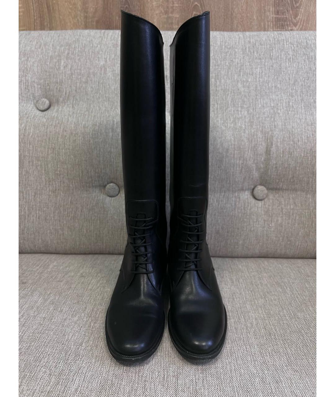 SAINT LAURENT Черные кожаные сапоги, фото 2