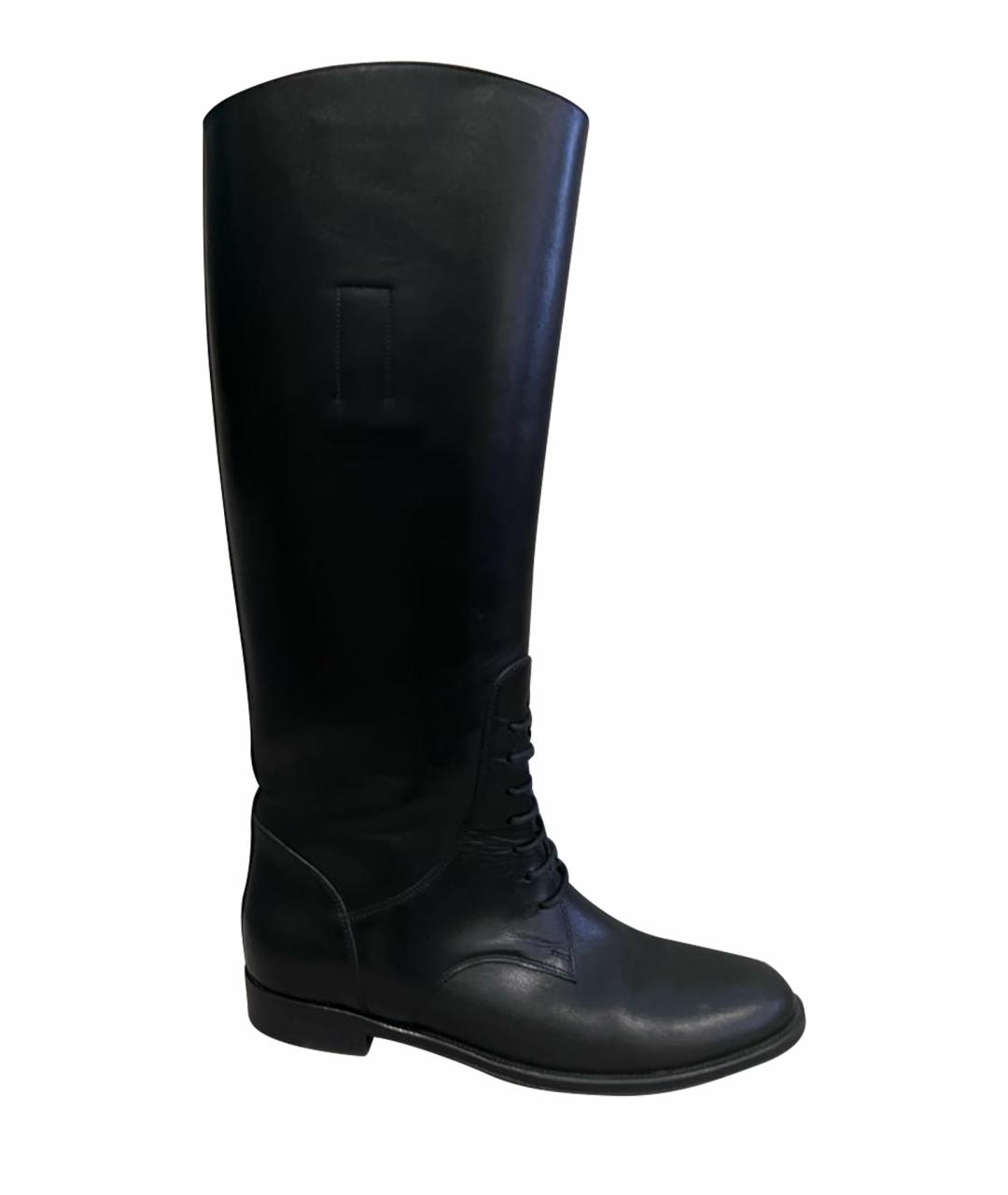 SAINT LAURENT Черные кожаные сапоги, фото 1