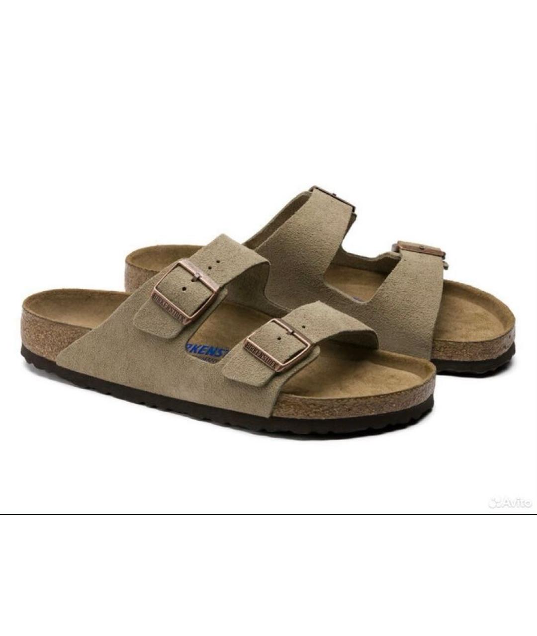 BIRKENSTOCK Бежевые замшевые сандалии, фото 4