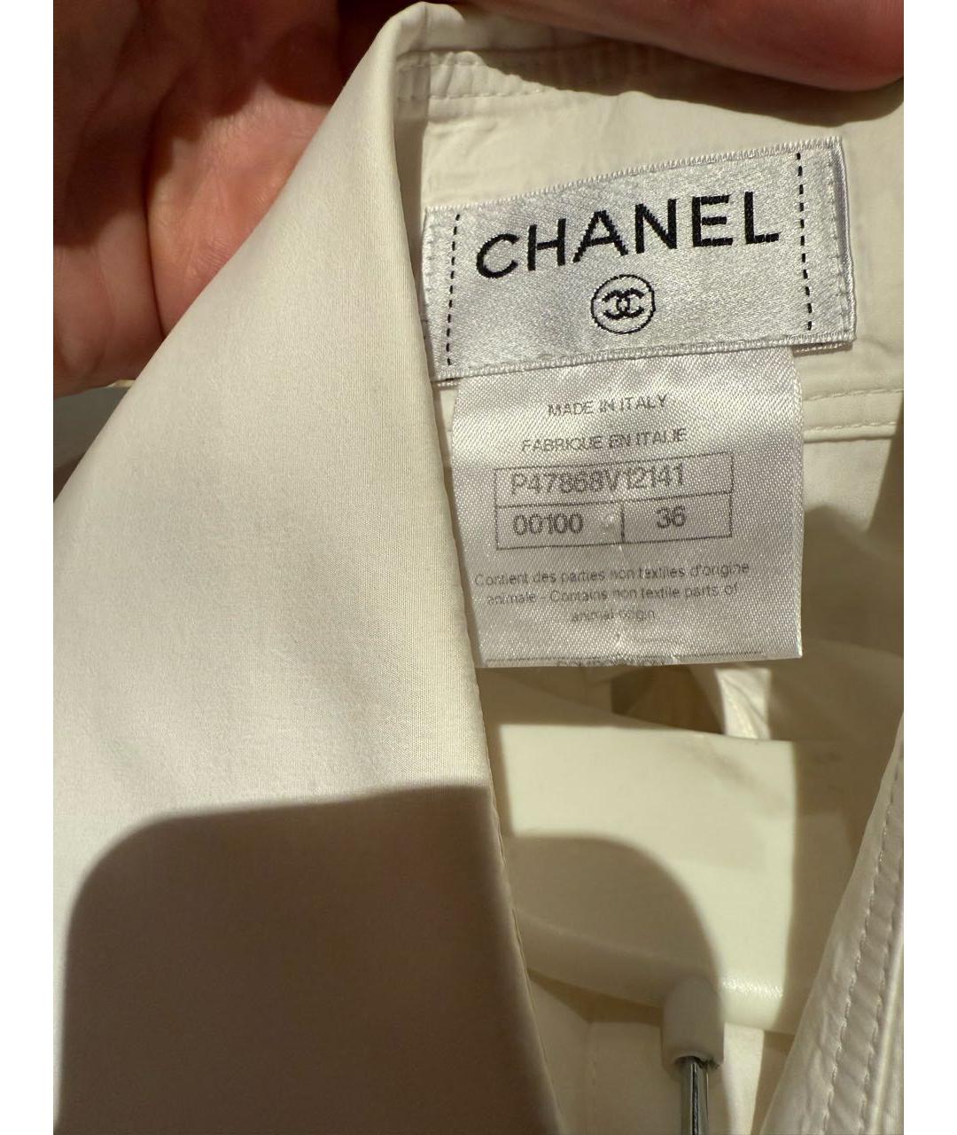 CHANEL Белая хлопковая блузы, фото 4