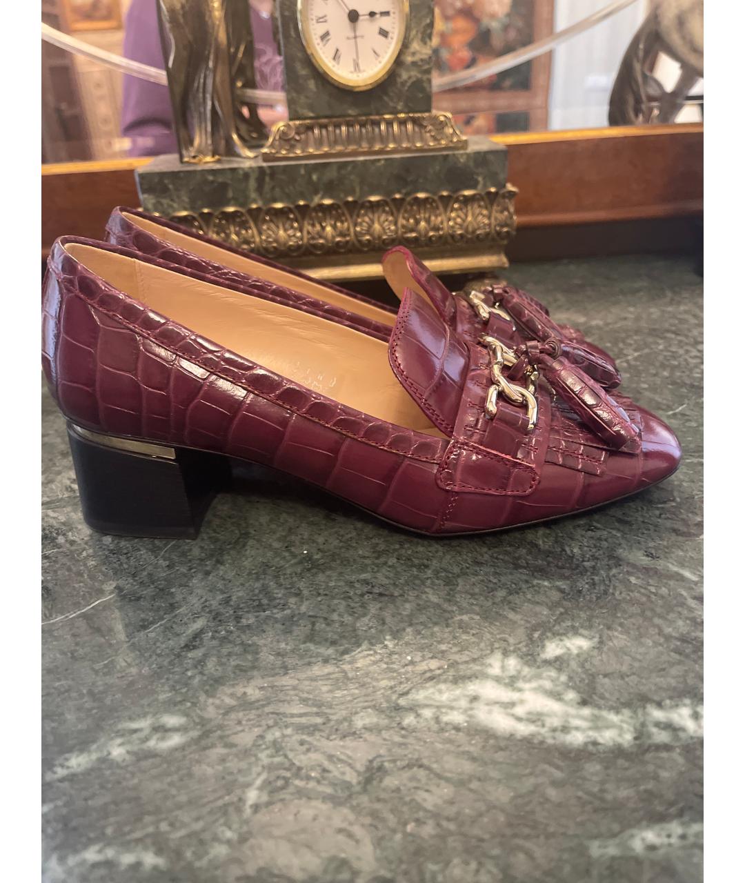 TOD'S Бордовые кожаные туфли, фото 5