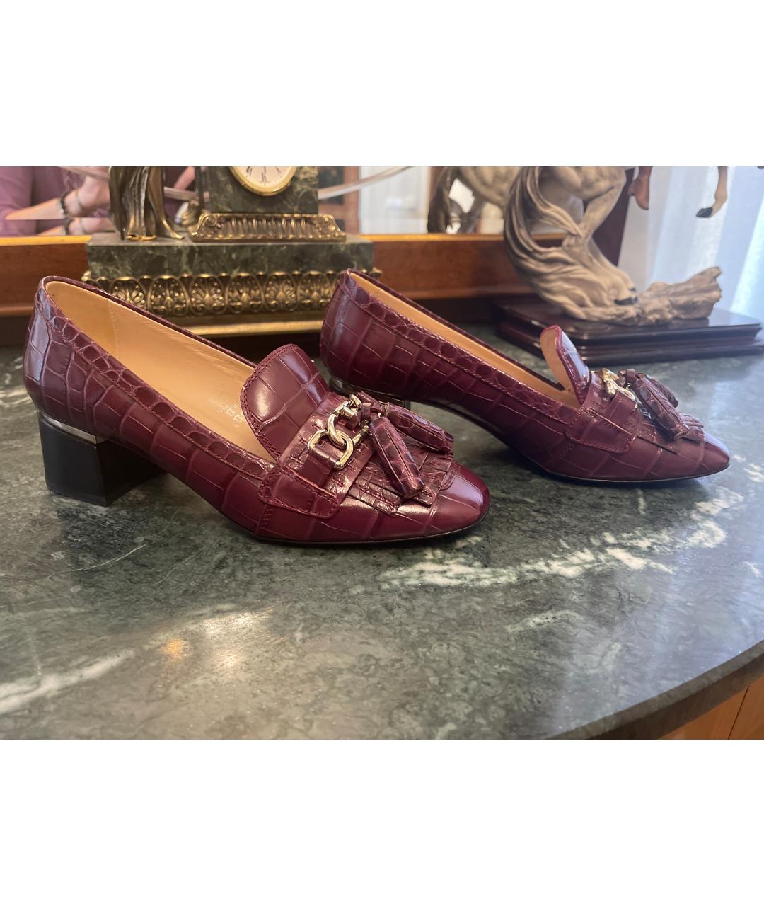 TOD'S Бордовые кожаные туфли, фото 6