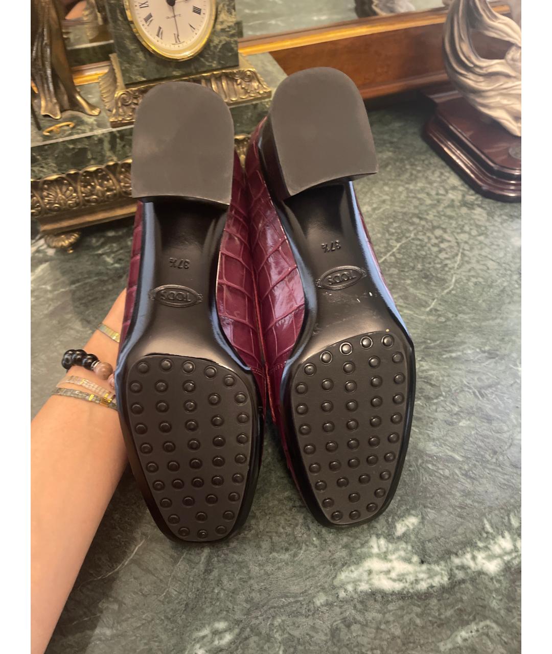 TOD'S Бордовые кожаные туфли, фото 3