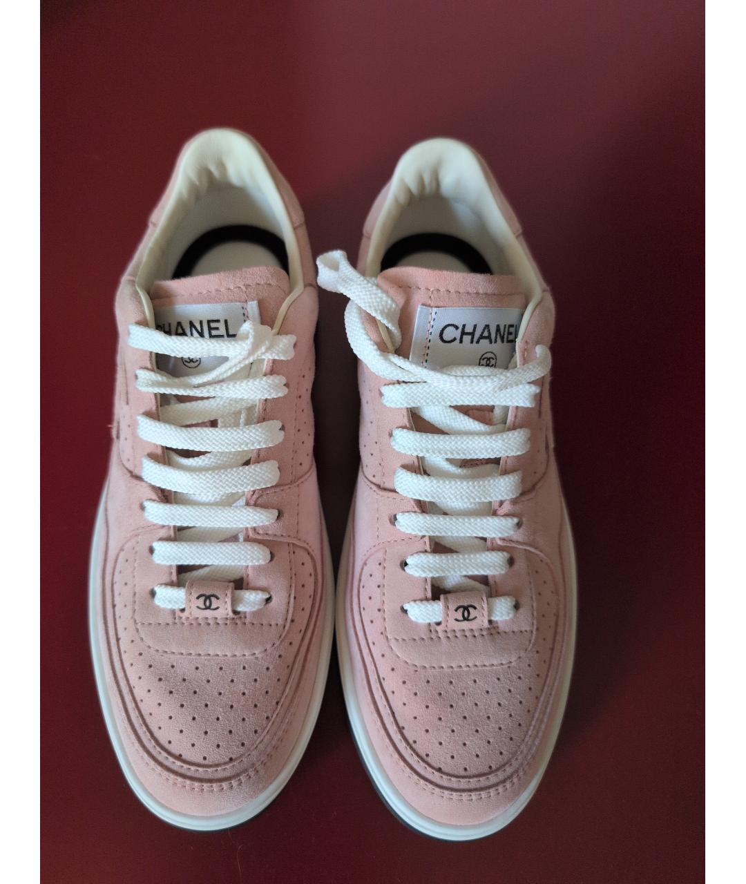 CHANEL Розовые замшевые кеды, фото 2