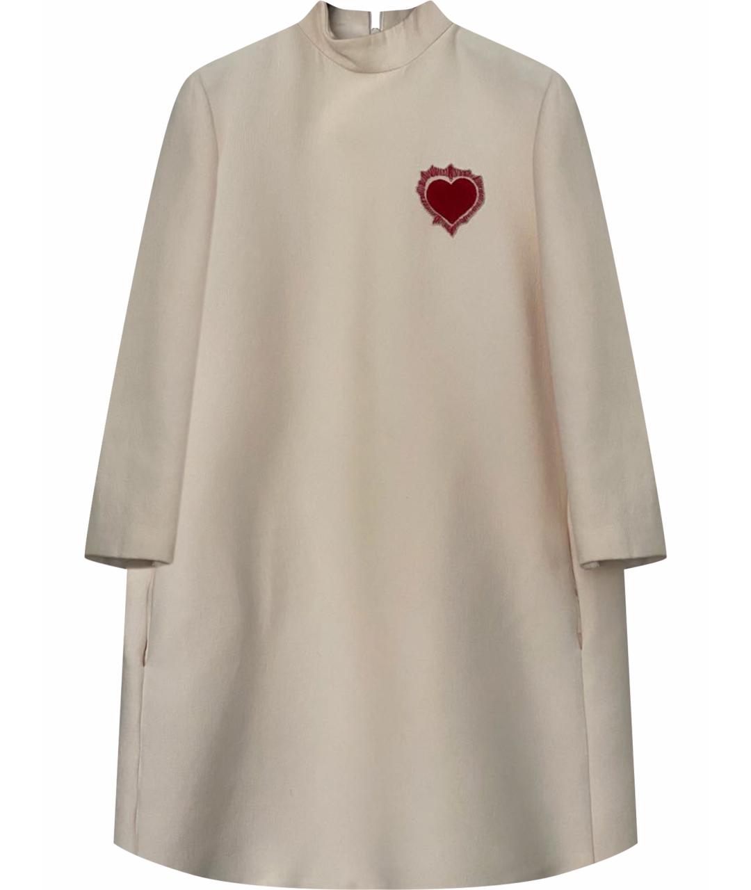 CHRISTIAN DIOR Бежевое шерстяное повседневное платье, фото 1