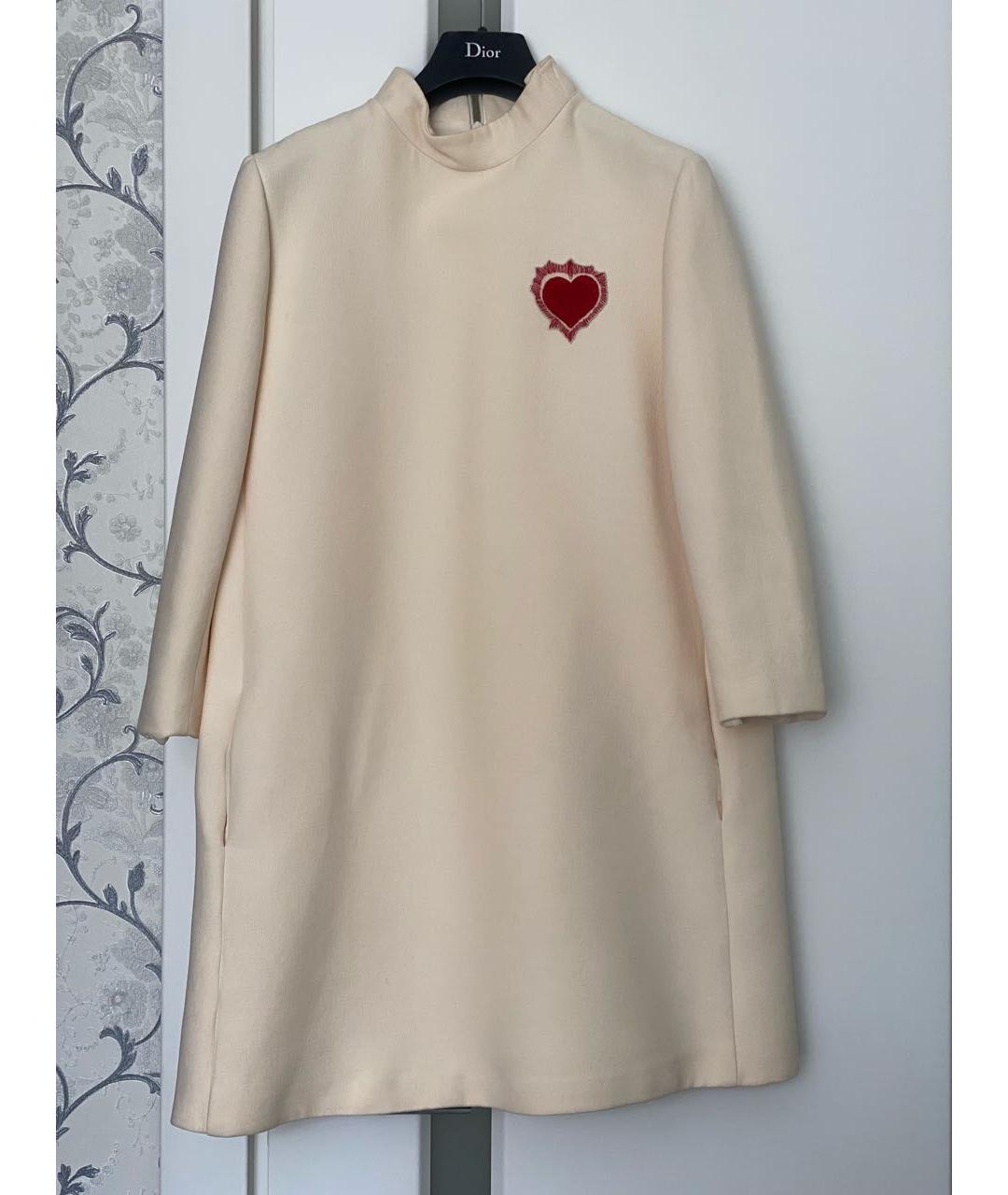 CHRISTIAN DIOR Бежевое шерстяное повседневное платье, фото 8