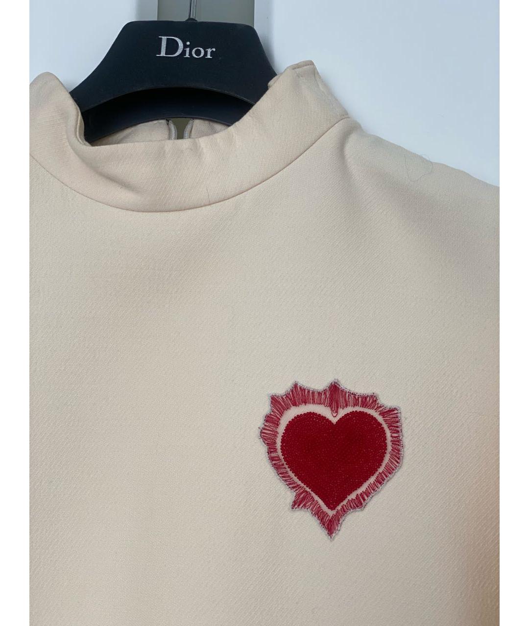CHRISTIAN DIOR Бежевое шерстяное повседневное платье, фото 3