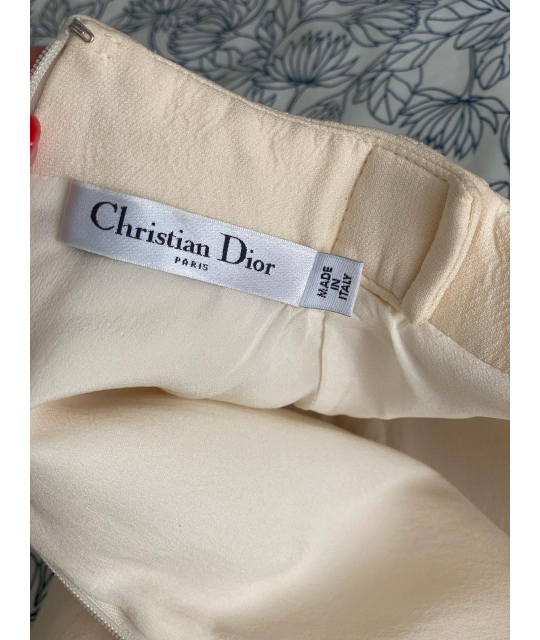 CHRISTIAN DIOR Бежевое шерстяное повседневное платье, фото 7