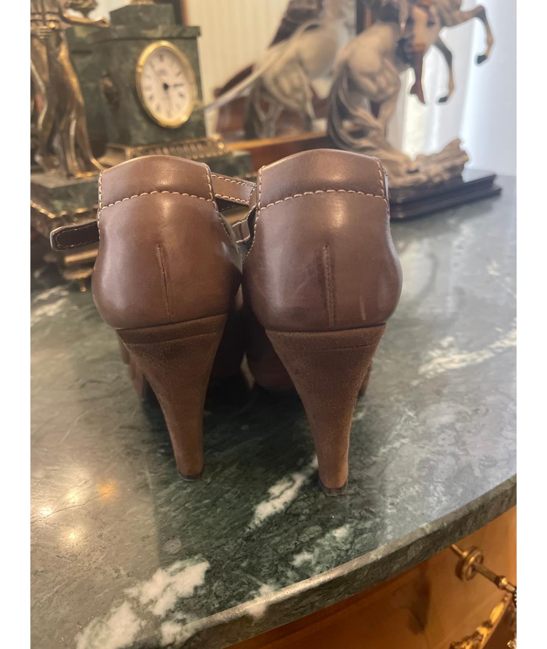 TOD'S Коричневые кожаные босоножки, фото 4