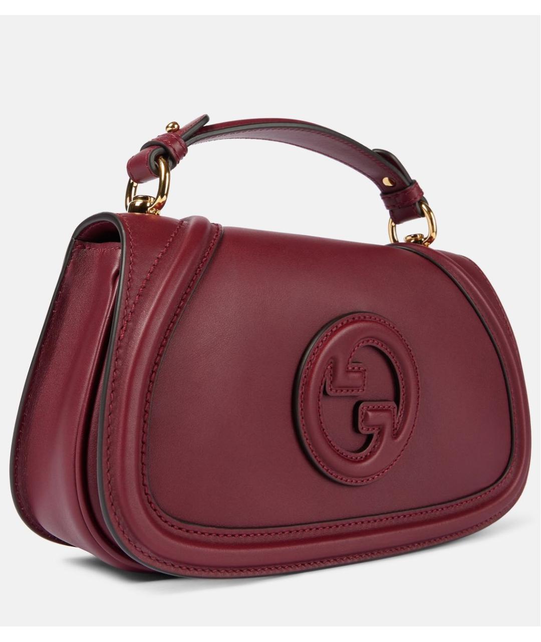 GUCCI Бордовая кожаная сумка с короткими ручками, фото 3