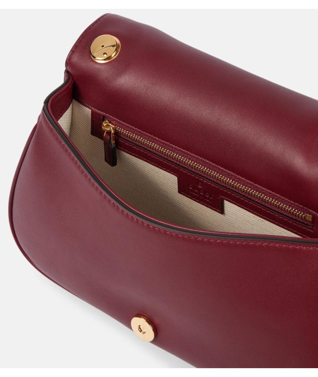 GUCCI Бордовая кожаная сумка с короткими ручками, фото 7