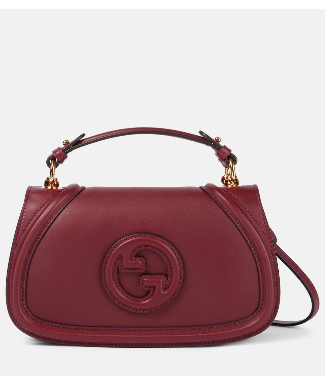 GUCCI Бордовая кожаная сумка с короткими ручками, фото 8