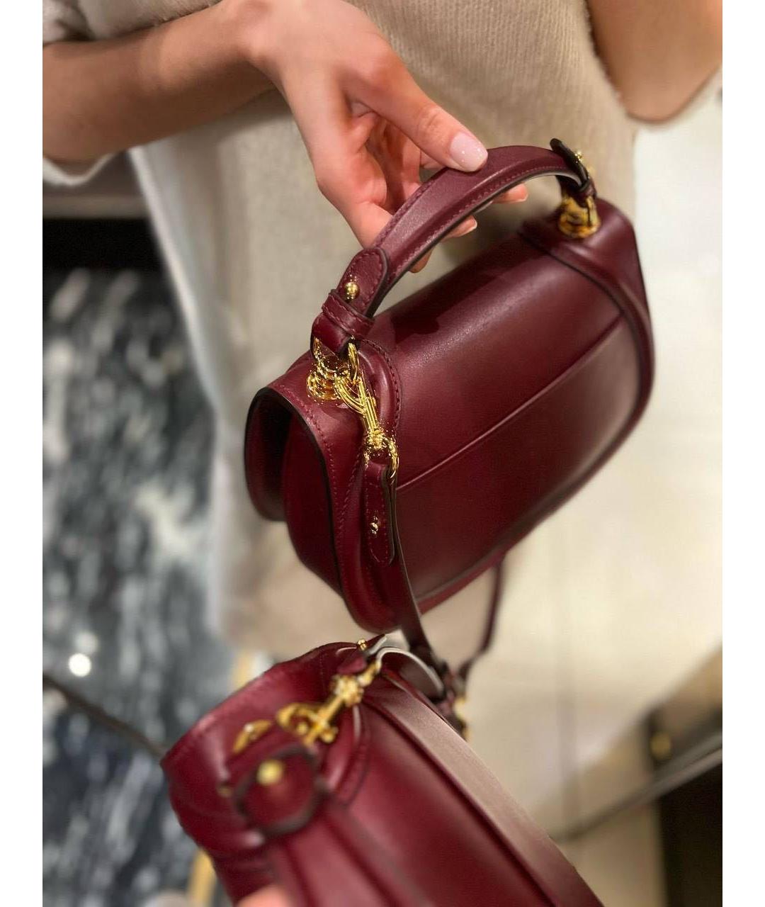 GUCCI Бордовая кожаная сумка с короткими ручками, фото 6