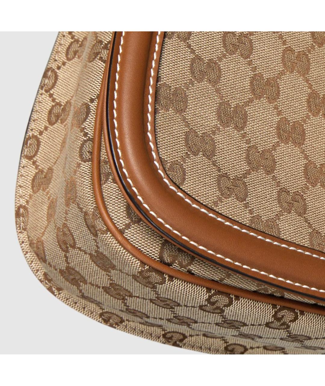 GUCCI Коричневая жаккардовая сумка с короткими ручками, фото 8