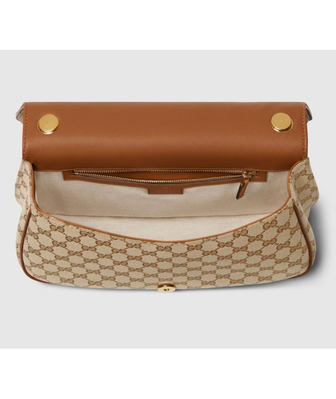 GUCCI Коричневая жаккардовая сумка с короткими ручками, фото 5
