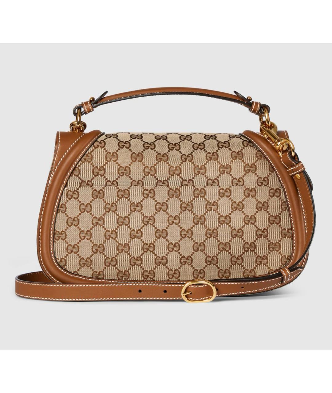 GUCCI Коричневая жаккардовая сумка с короткими ручками, фото 9
