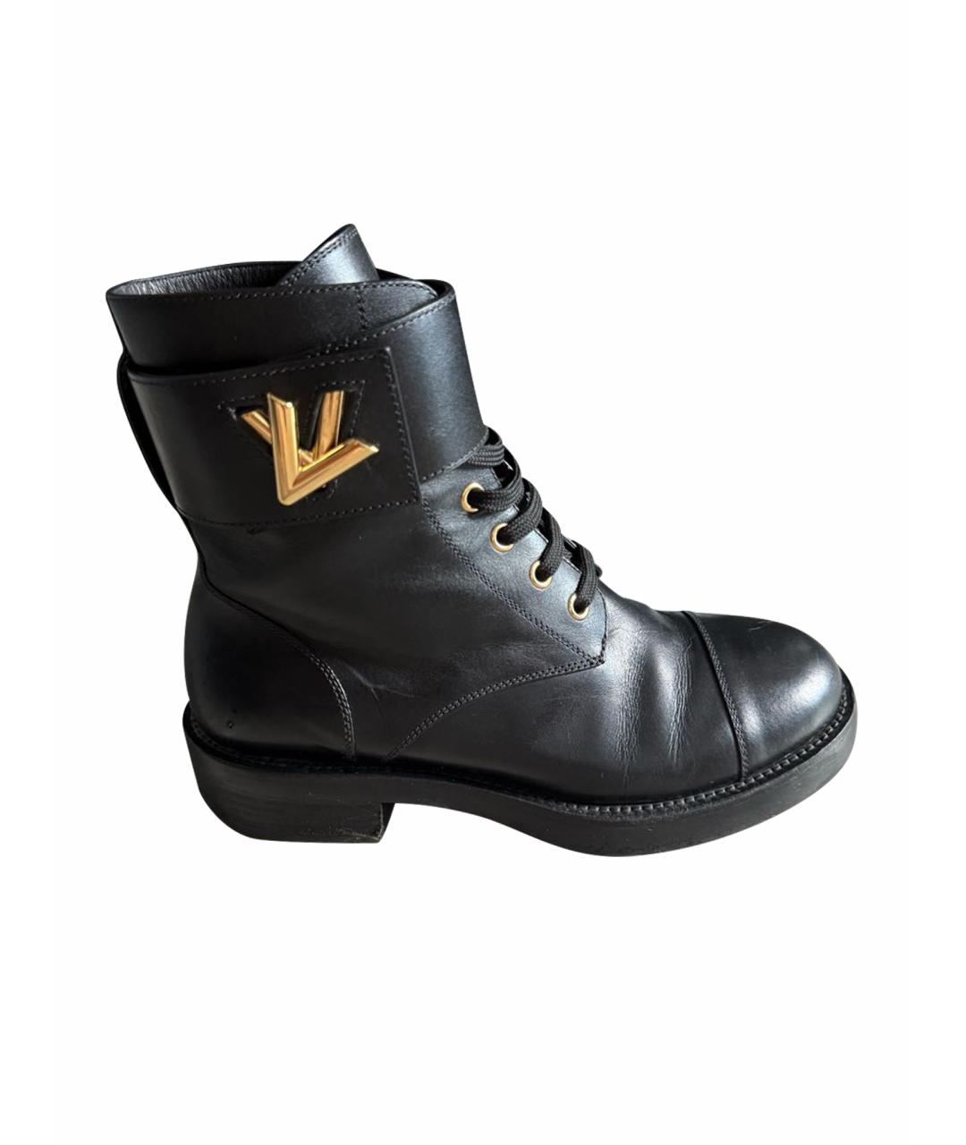 LOUIS VUITTON Черные кожаные ботильоны, фото 1