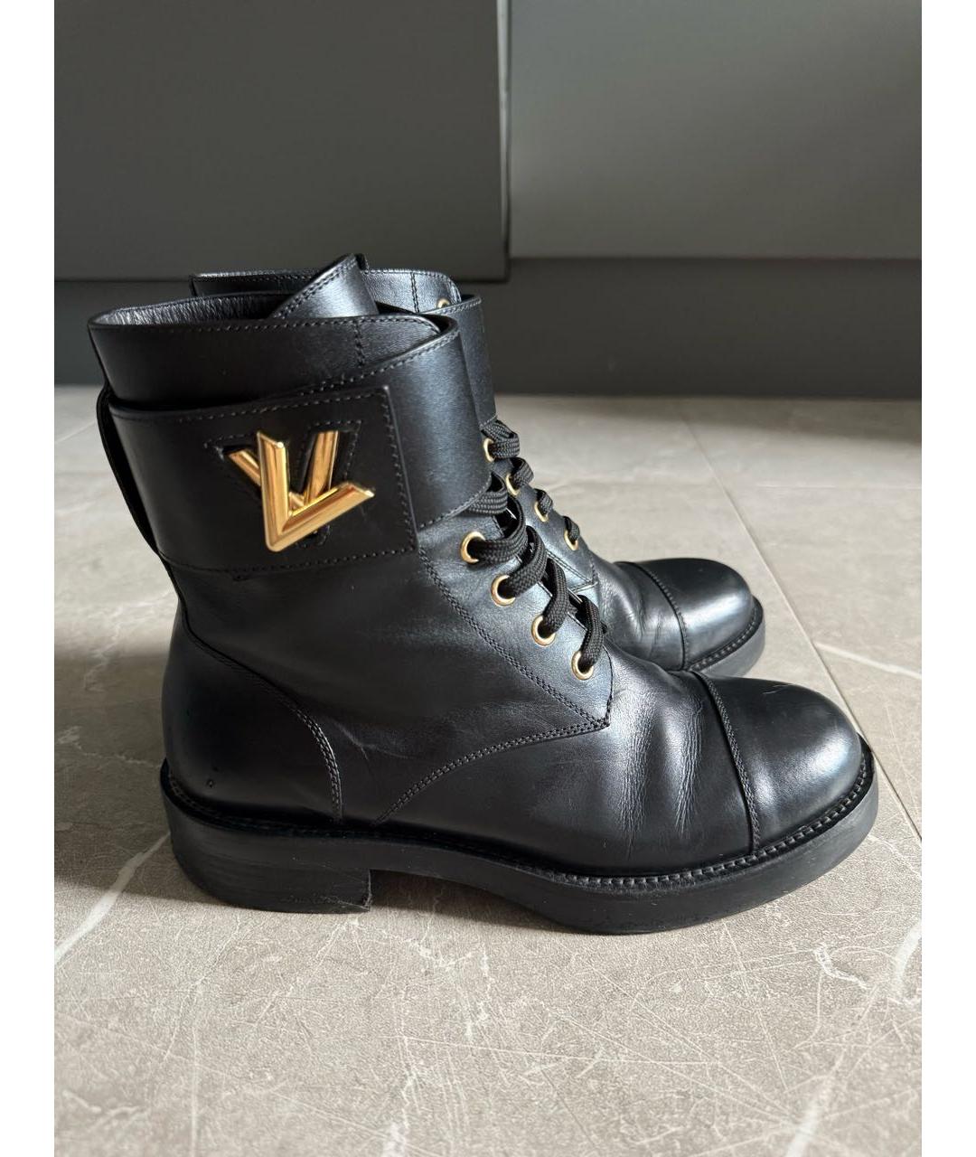 LOUIS VUITTON Черные кожаные ботильоны, фото 5