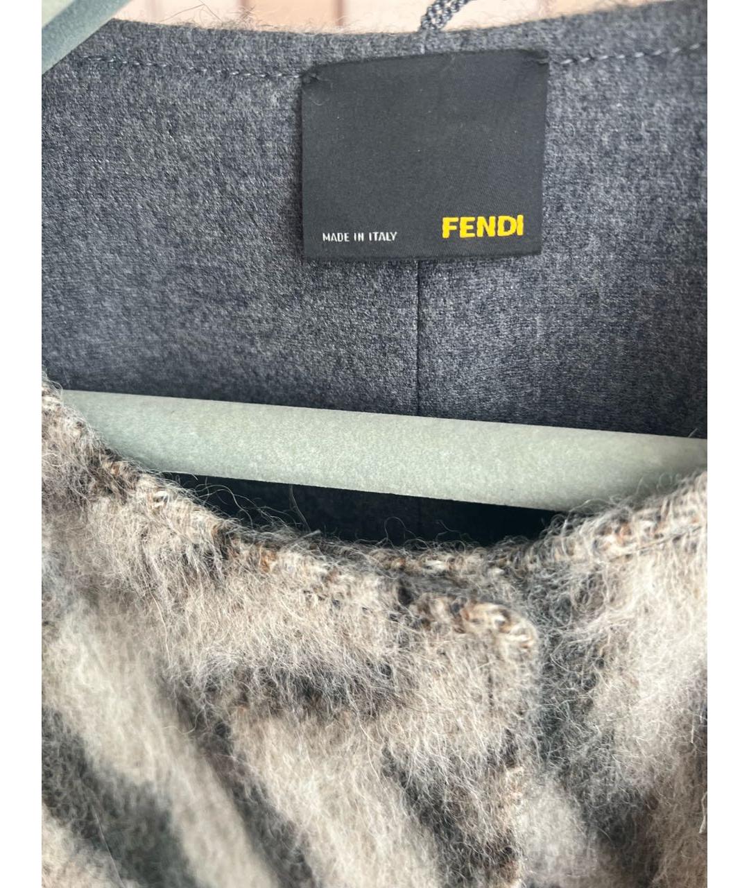 FENDI Серое шерстяное пальто, фото 3