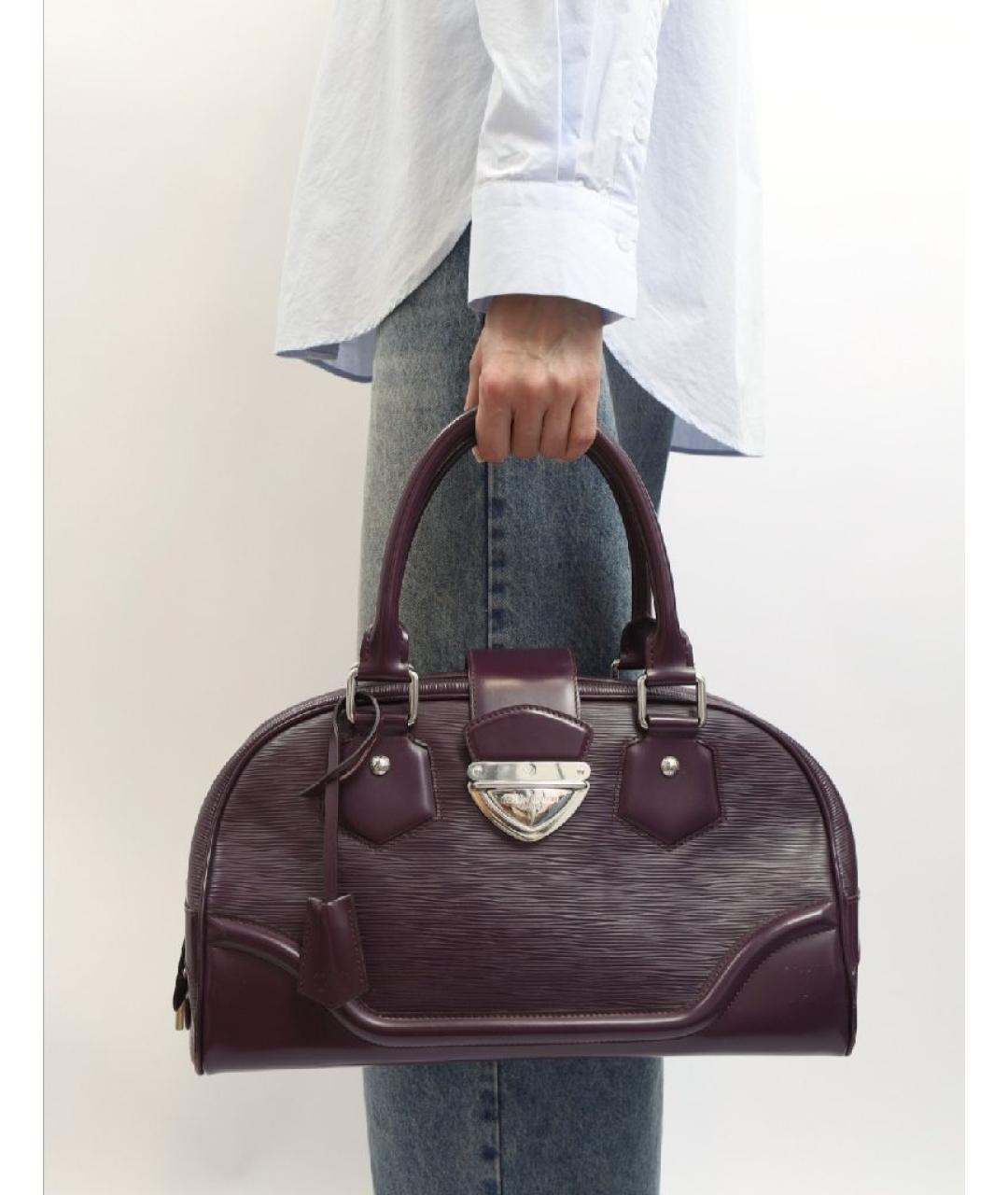 LOUIS VUITTON Фиолетовая кожаная сумка с короткими ручками, фото 7