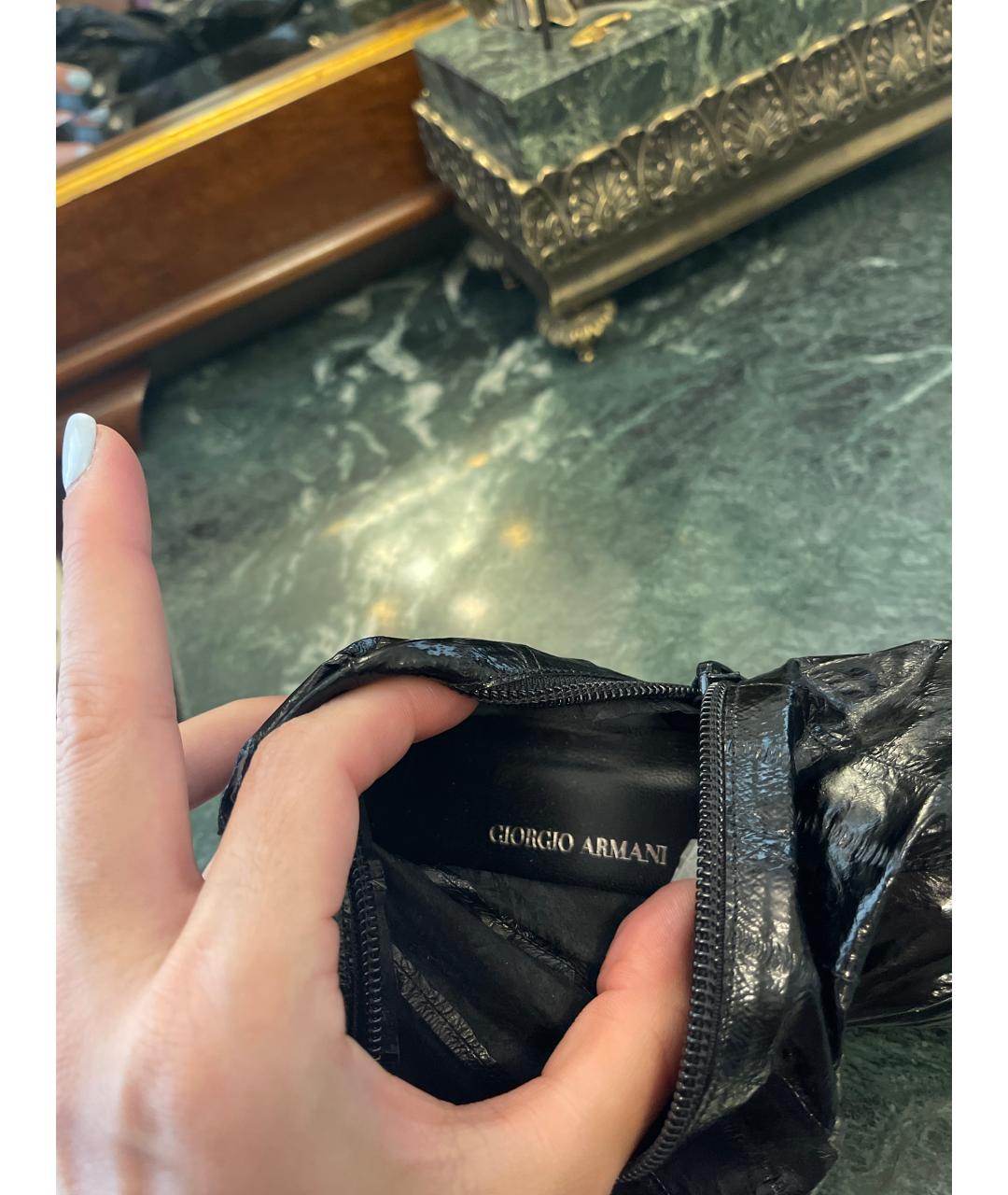 GIORGIO ARMANI Черные кожаные ботильоны, фото 3